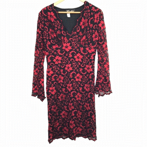 CARTISE black red lace long sleeve stretchy dress size 12
